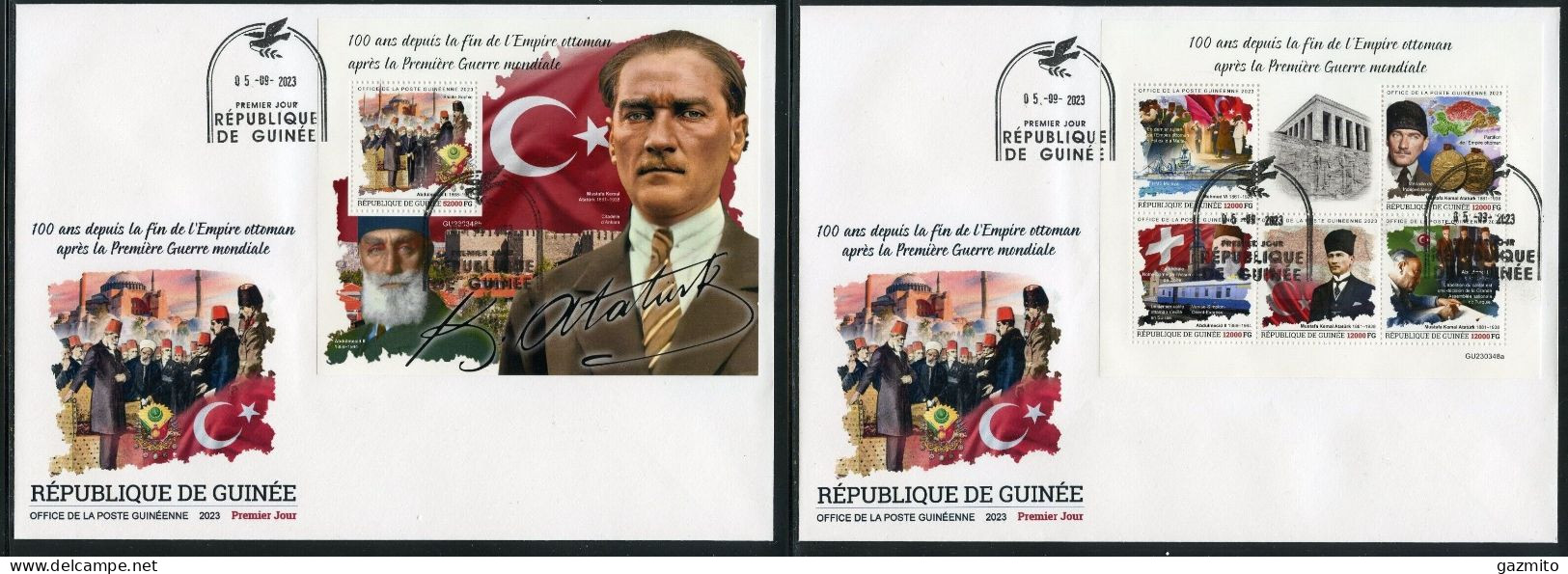 Guinea 2023, 100th Ottoman Empire, Ataturk, 5val In BF +BF In 2FDC - Francobolli