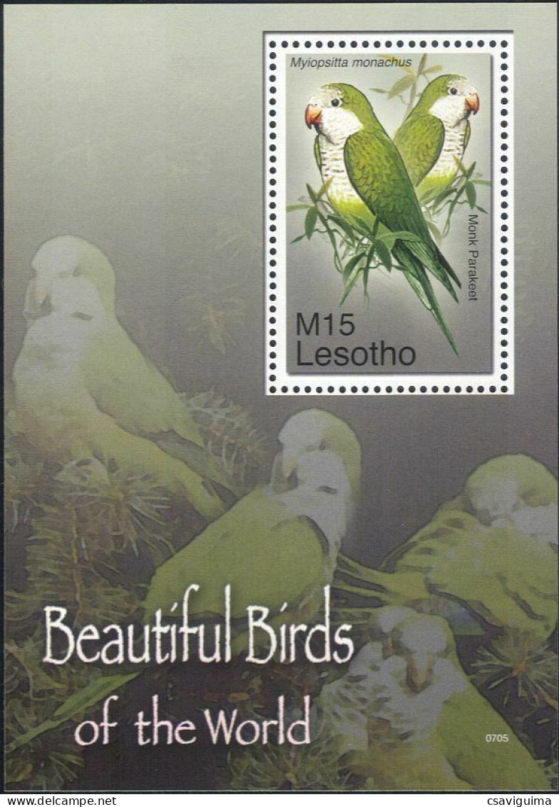 Lesotho - 2007 - Beautiful Birds Of The World: Parrots - Yv Bf 209 - Perroquets & Tropicaux
