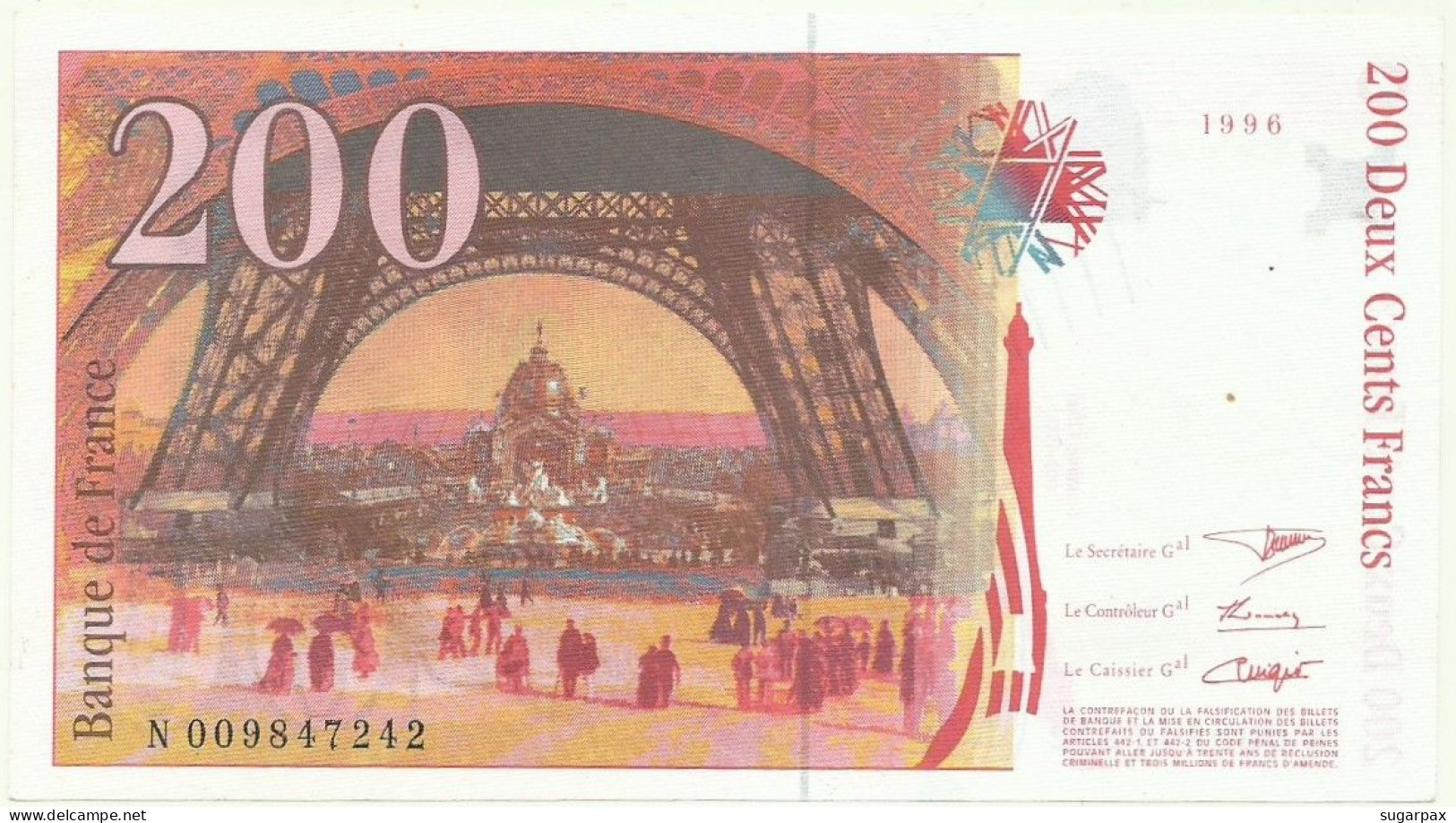 FRANCE - 200 Francs - 1996 - P 159.a - Série N - " Gustave Eiffel " - 200 F 1995-1999 ''Eiffel''