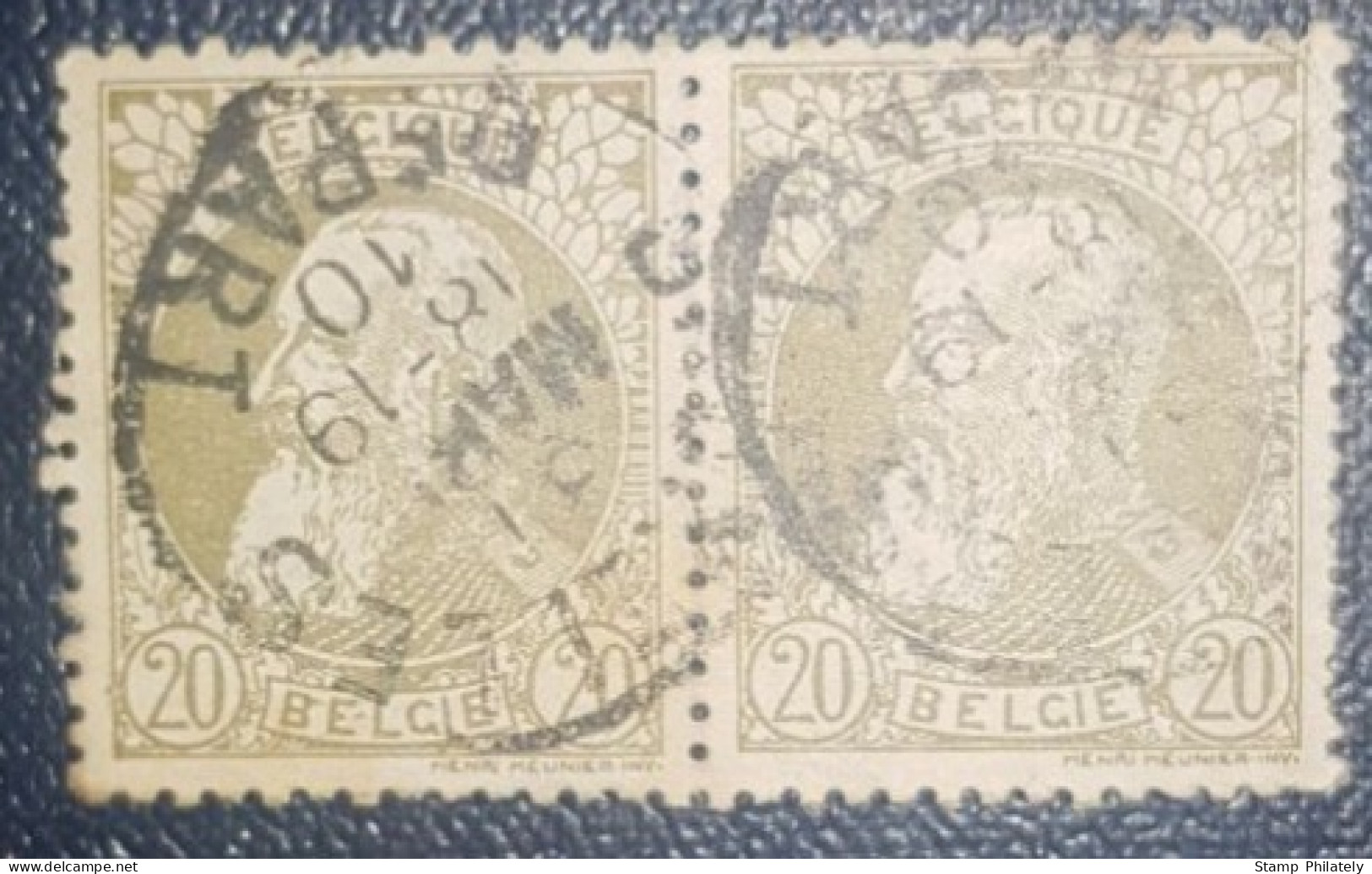 Belgium 20C Pair Used Postmark Classic Stamps King Leopold - Altri & Non Classificati