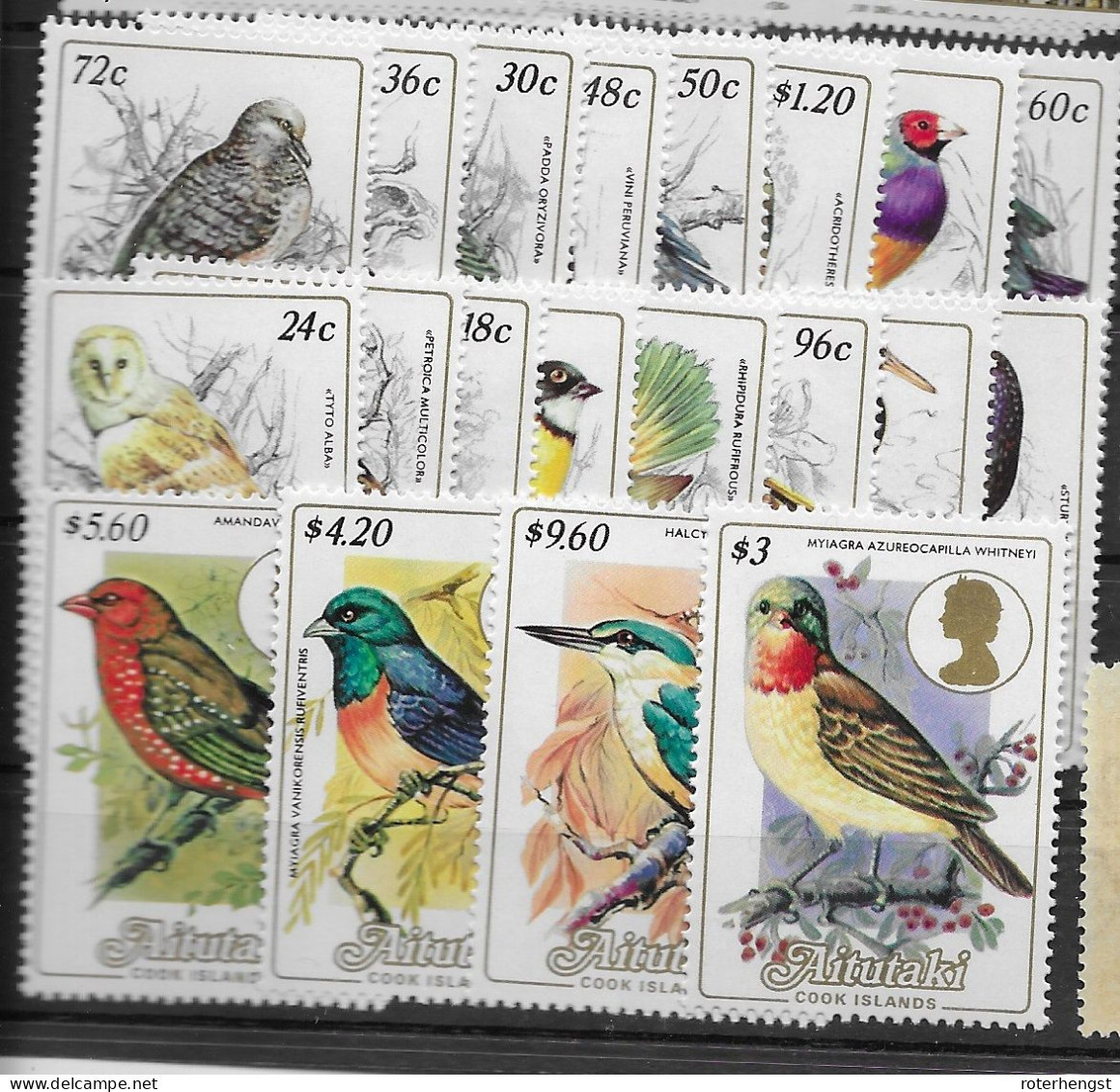 Aiutaki Cook Mnh ** Complete Birds Owl Set 20 Stamps 1984 65 Euros - Aitutaki