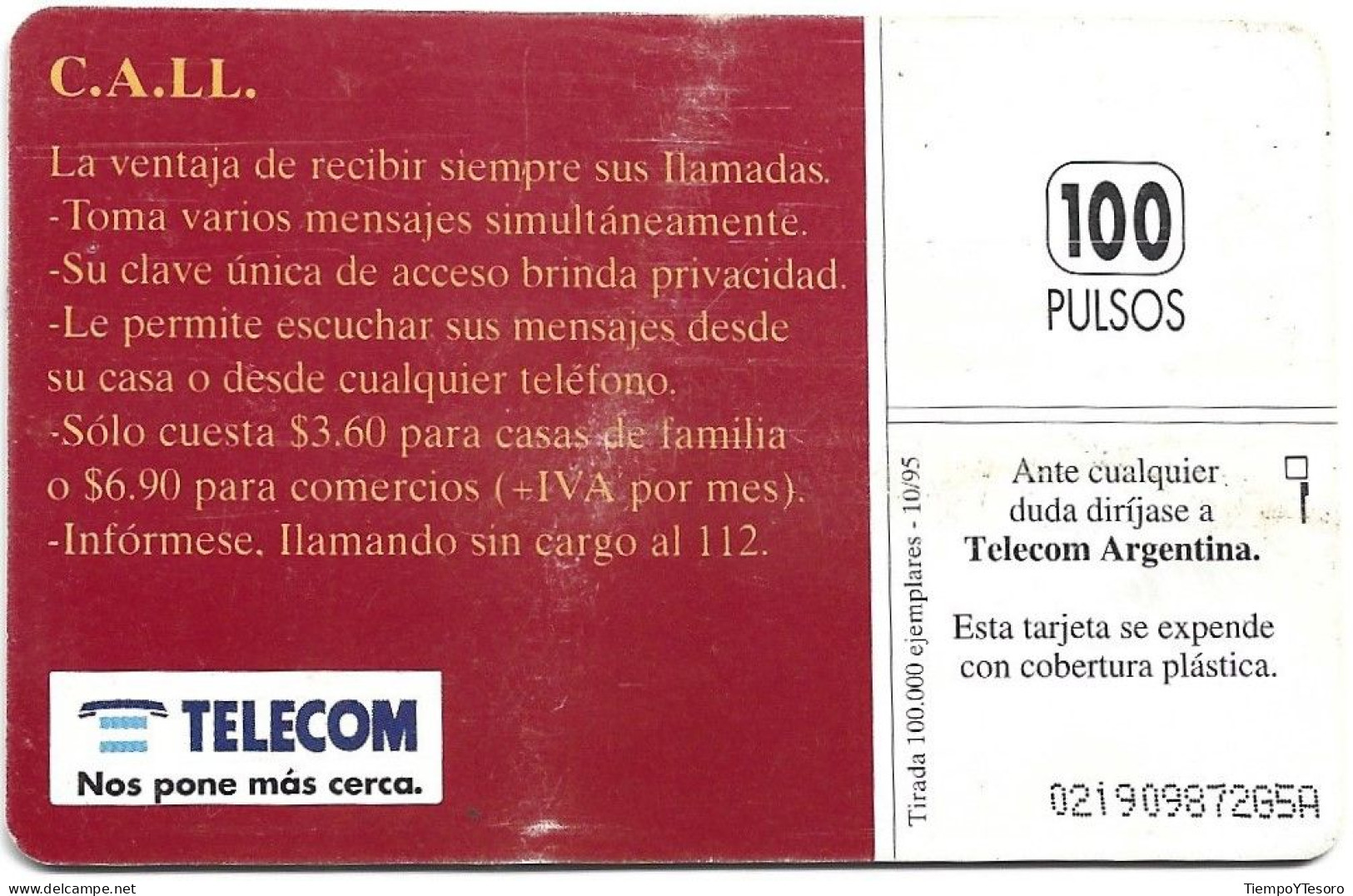 Phonecard - Argentina, C.A.LL., TELECOM, N°1107 - Lots - Collections