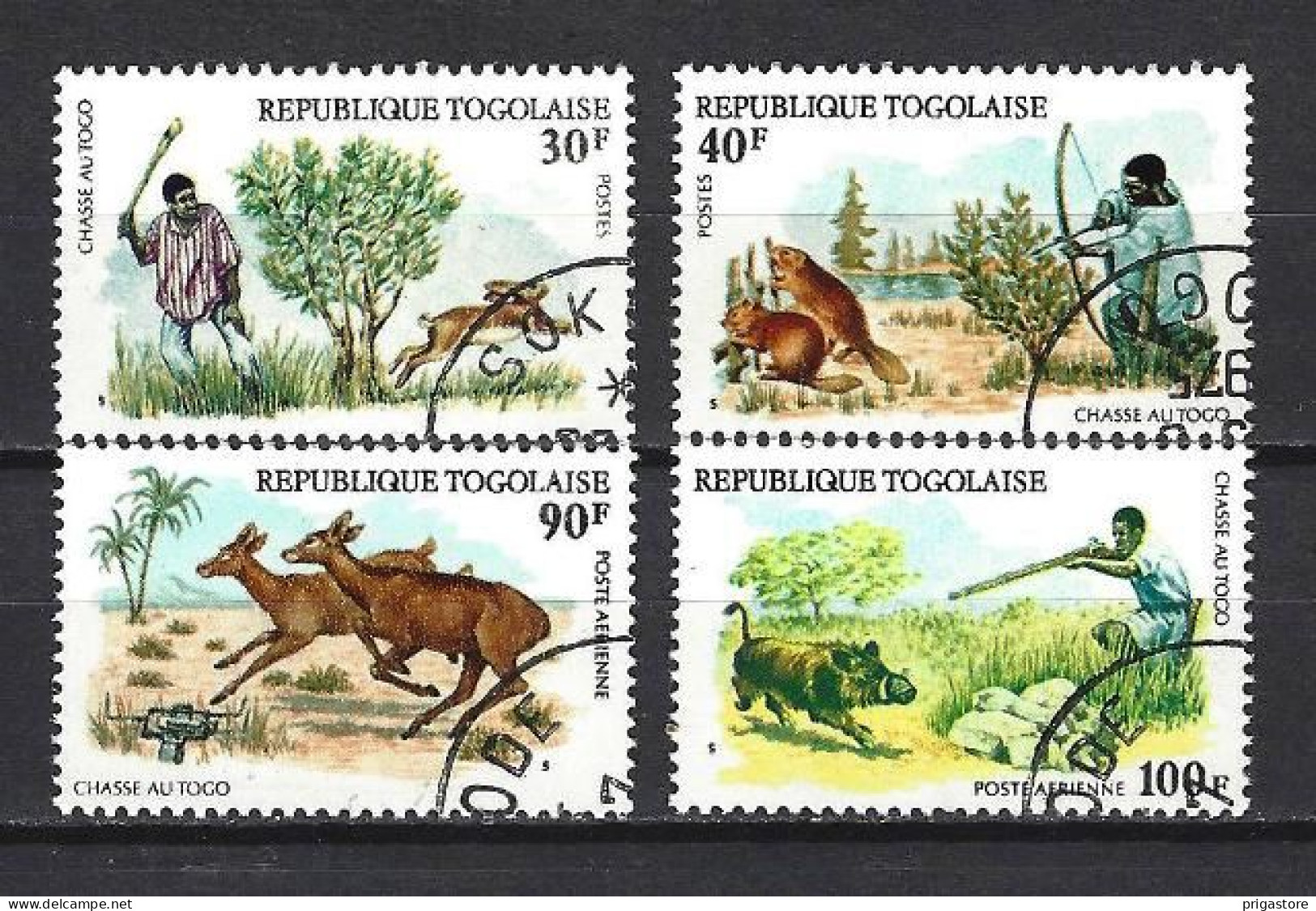 Animaux Chasse Togo 1975 (128) Yvert N° 843 + 844 Et PA 252 + 253 Oblitérés Used - Game