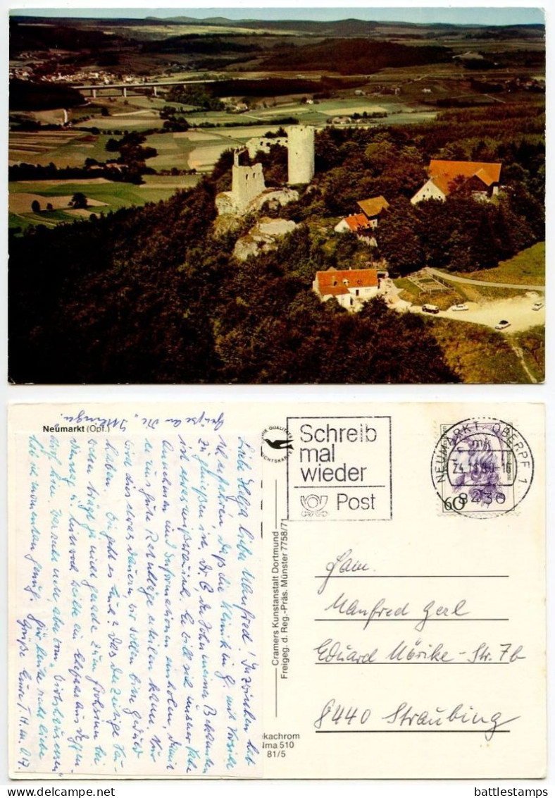 Germany 1990 Postcard Neumarkt (Opf.) - Castle Ruins; Slogan Cancel - Neumarkt I. D. Oberpfalz