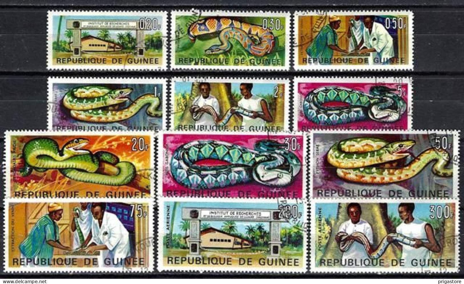 Animaux Serpents Guinée 1967 (183) Yvert N° 316 à 325 Et PA 69+70 Oblitérés Used - Schlangen