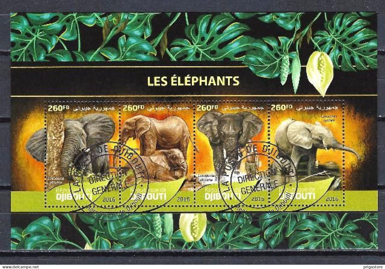 Animaux Eléphants Djibouti 2016 (239) Vert N° 1224 à 1227 Oblitérés Used - Olifanten