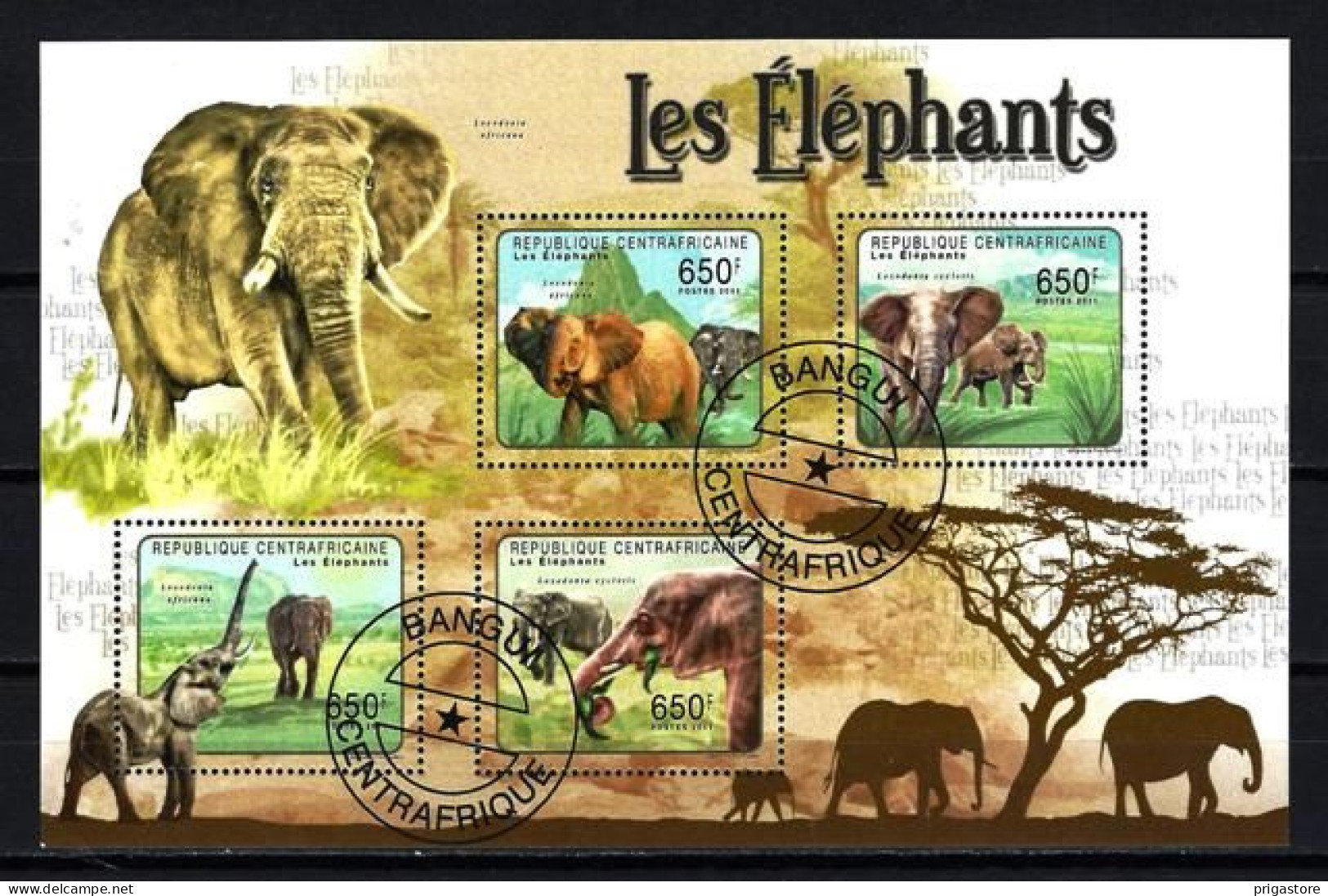 Animaux Eléphants Centrafrique 2011 (238) Yvert N° 1944 à 1947 Oblitérés Used - Elefantes