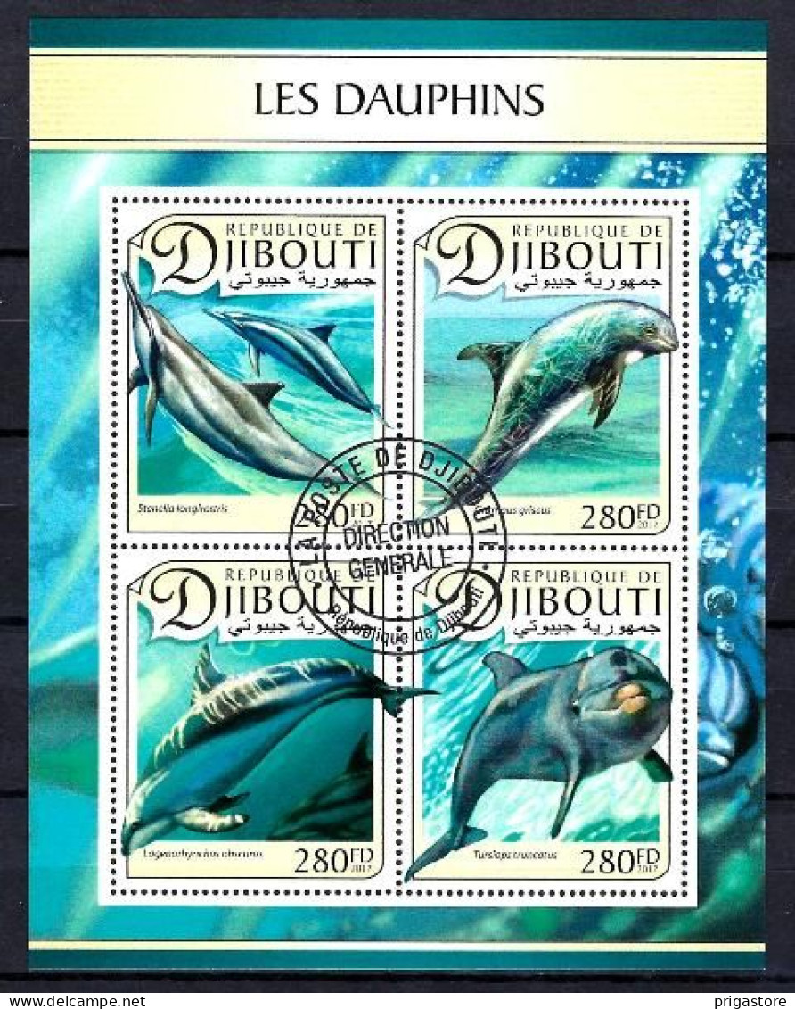 Animaux Dauphins Djibouti 2017 (296) Yvert N° 1380 à 1383 Oblitérés Used - Dolphins