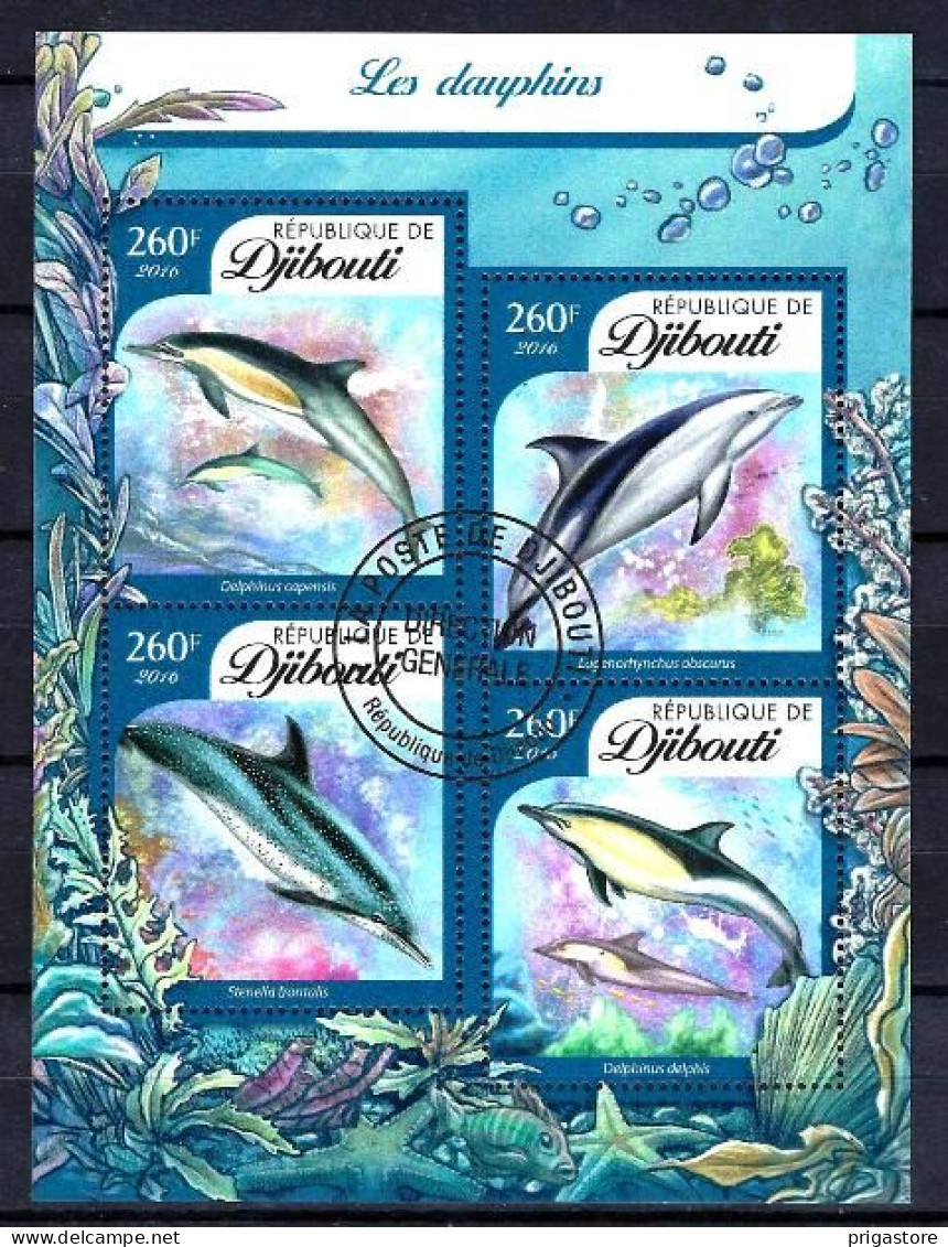 Animaux Dauphins Djibouti 2016 (295) Yvert N° 895 à 898 Oblitérés Used - Dolphins