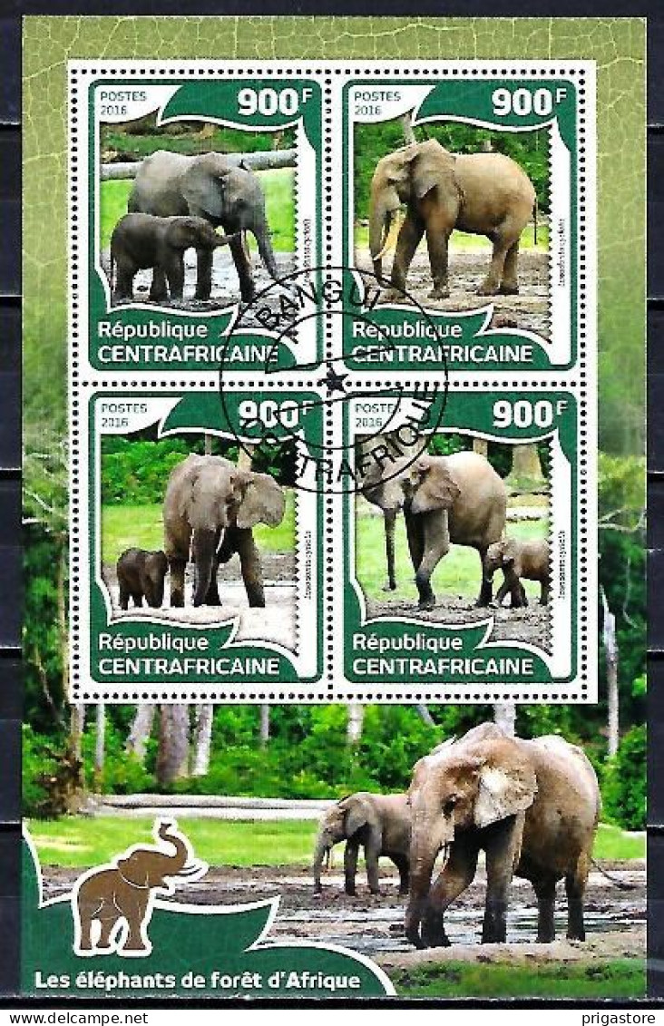 Animaux Eléphants Centrafrique 2016 (312) Yvert N° 4196 à 4199 Oblitérés Used - Olifanten