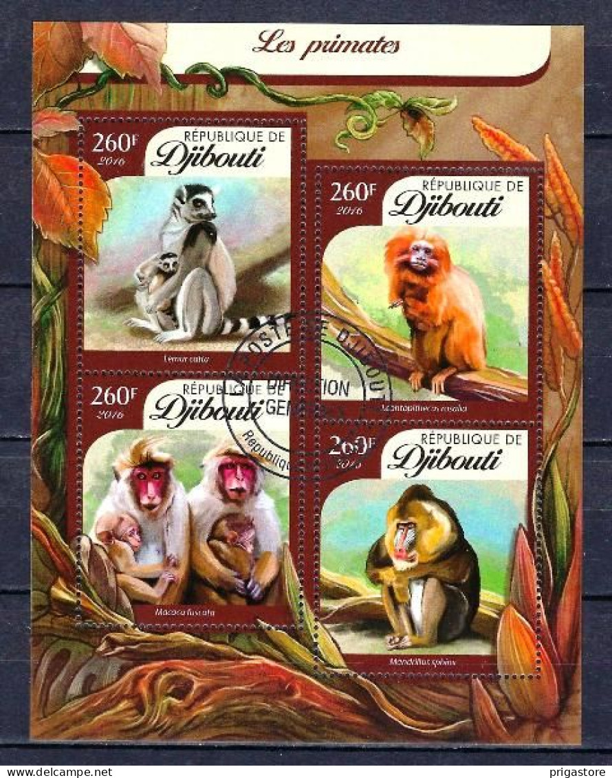 Animaux Primates Djibouti 2016 (333) Yvert N° 879 à 882 Oblitérés Used - Apen