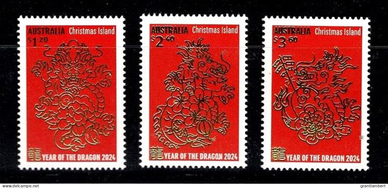 Christmas Island 2024 Year Of The Dragon  Set Of 3 MNH - Christmas Island