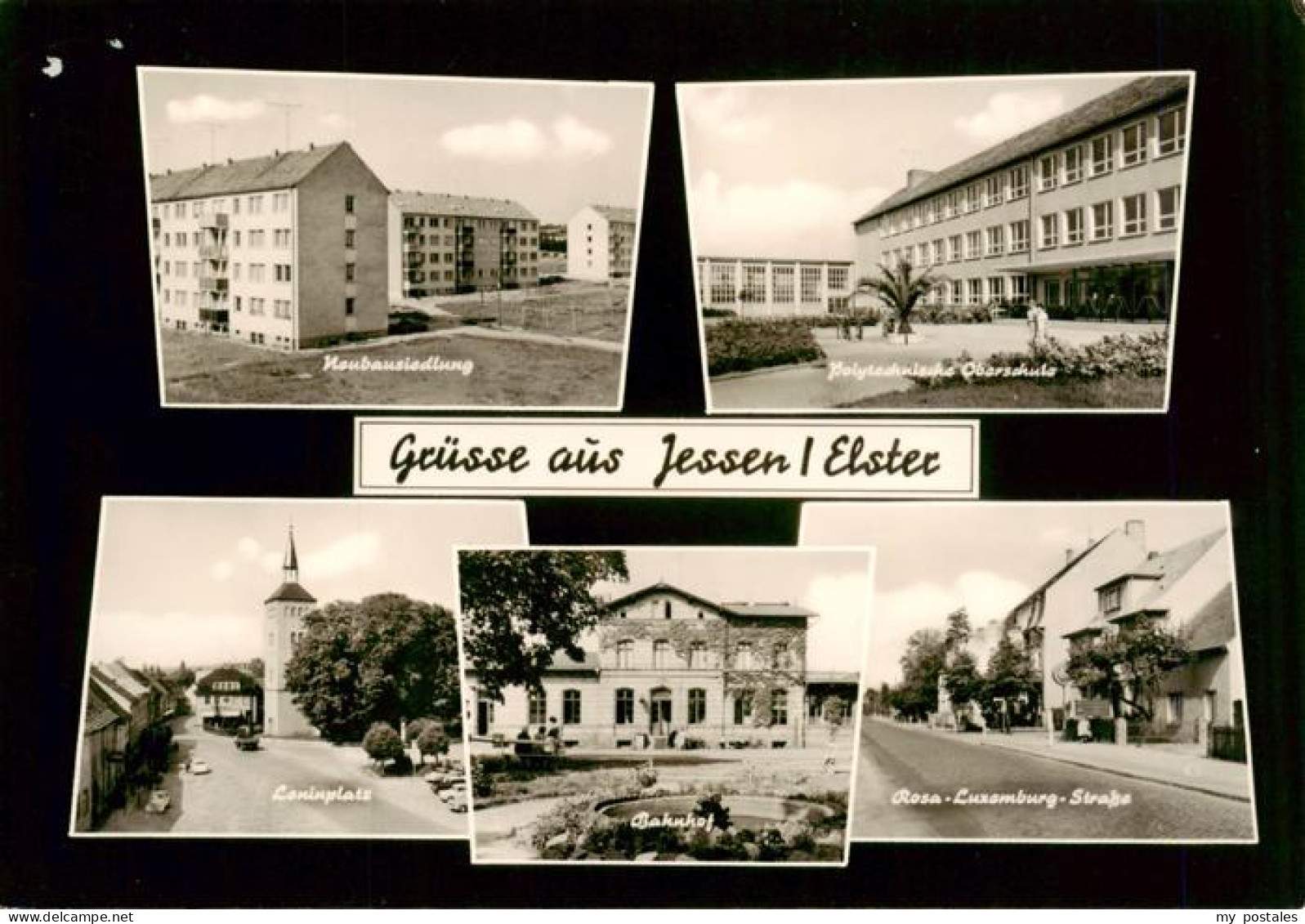 73962845 Jessen_Elster Neubausiedlung Polytechn Oberschule Leninplatz Bahnhof Ro - Jessen