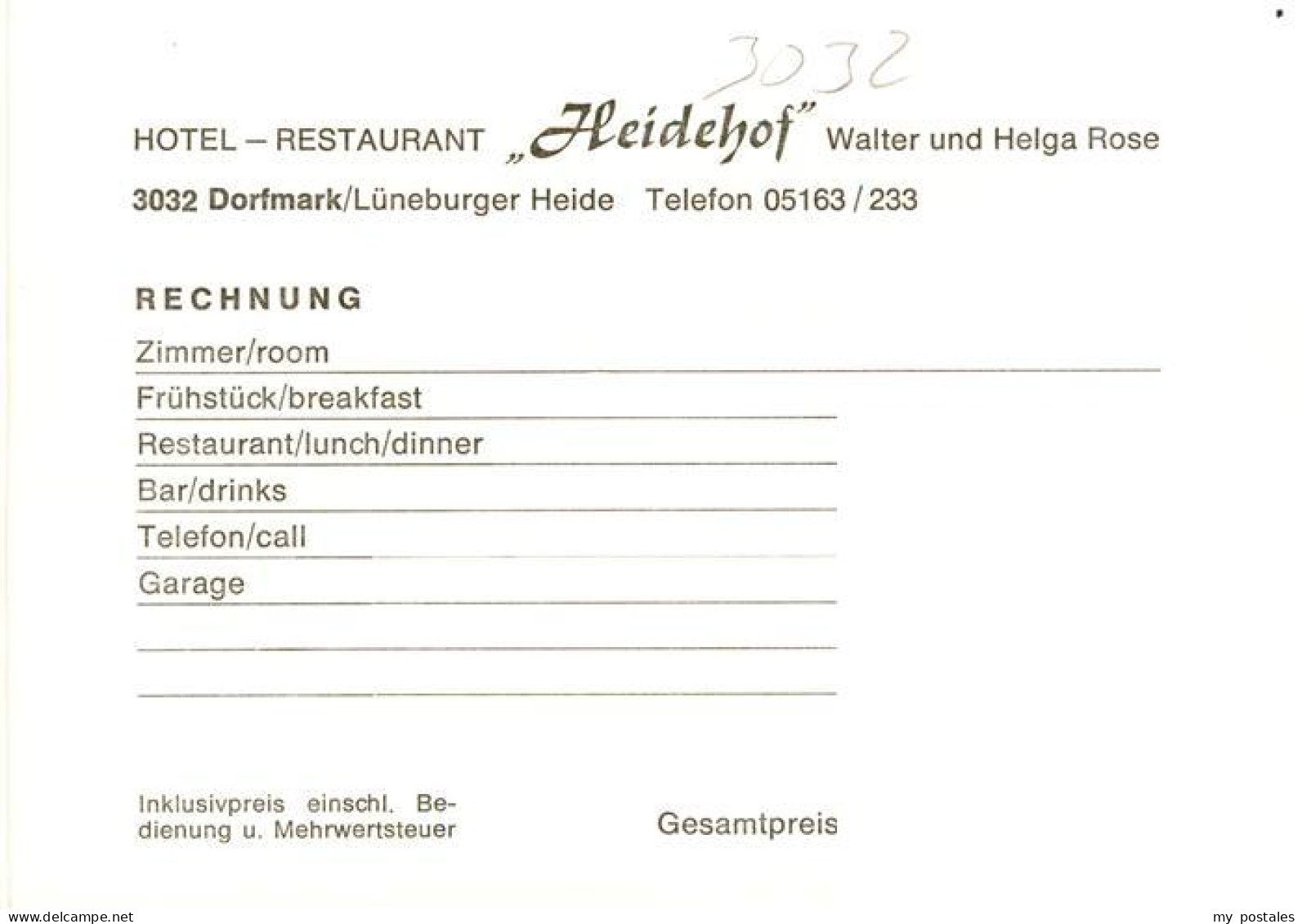 73922902 Dorfmark_Bad_Fallingbostel Hotel Restaurant Heidehof Gastraum Zimmer Te - Fallingbostel