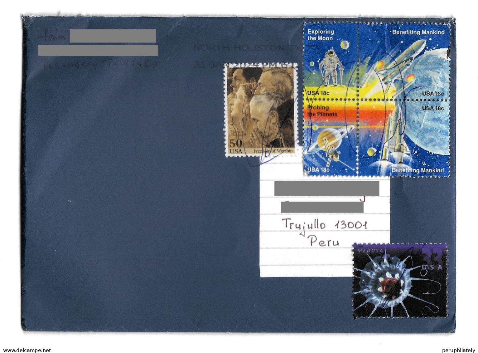 US Cover With Space & Medusa Stamps Sent To Peru - Gebruikt