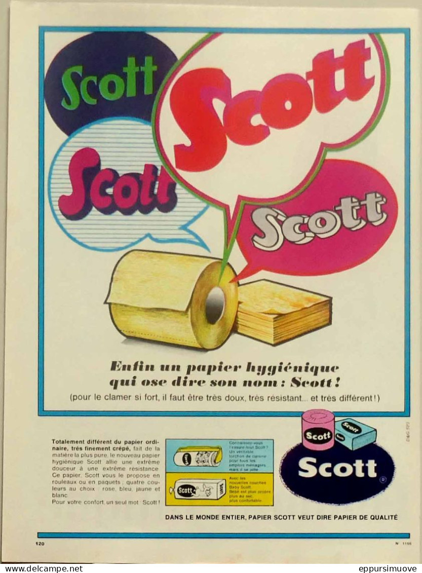 Publicité Papier  PAPIER HYGIENIQUE SCOTT Juin 1967 FAC 1155 - Pubblicitari