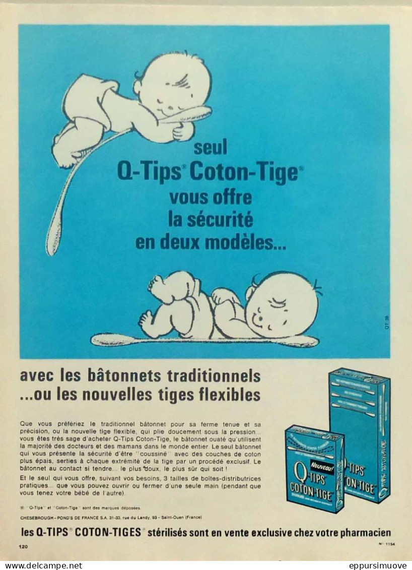 Publicité Papier  Q-TIPS COTON TIGES Juin 1967 FAC 1154 - Pubblicitari