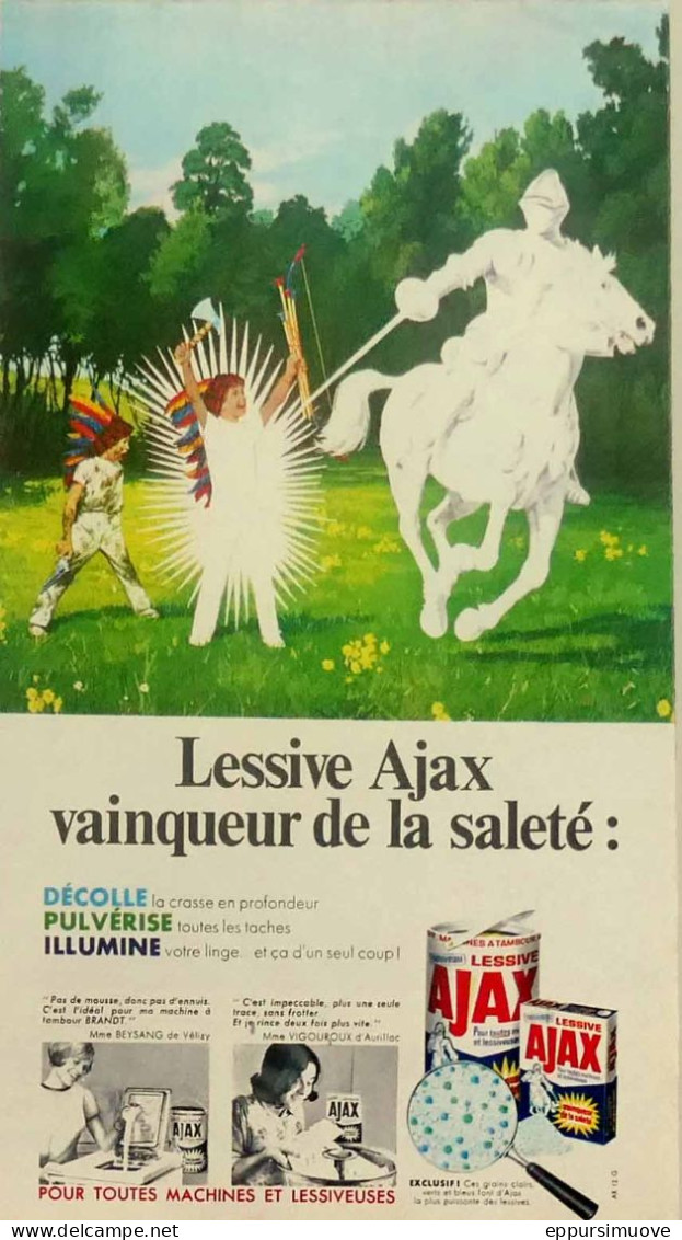 Publicité Papier  LESSIVE AJAX CHEVALIER BLANC Novembre 1967 FAC 1179 - Pubblicitari