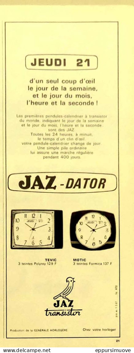 Publicité Papier  JAZ TRANSISTOR TEVIC MOTIC Mai 1967 FAC 1149 - Pubblicitari