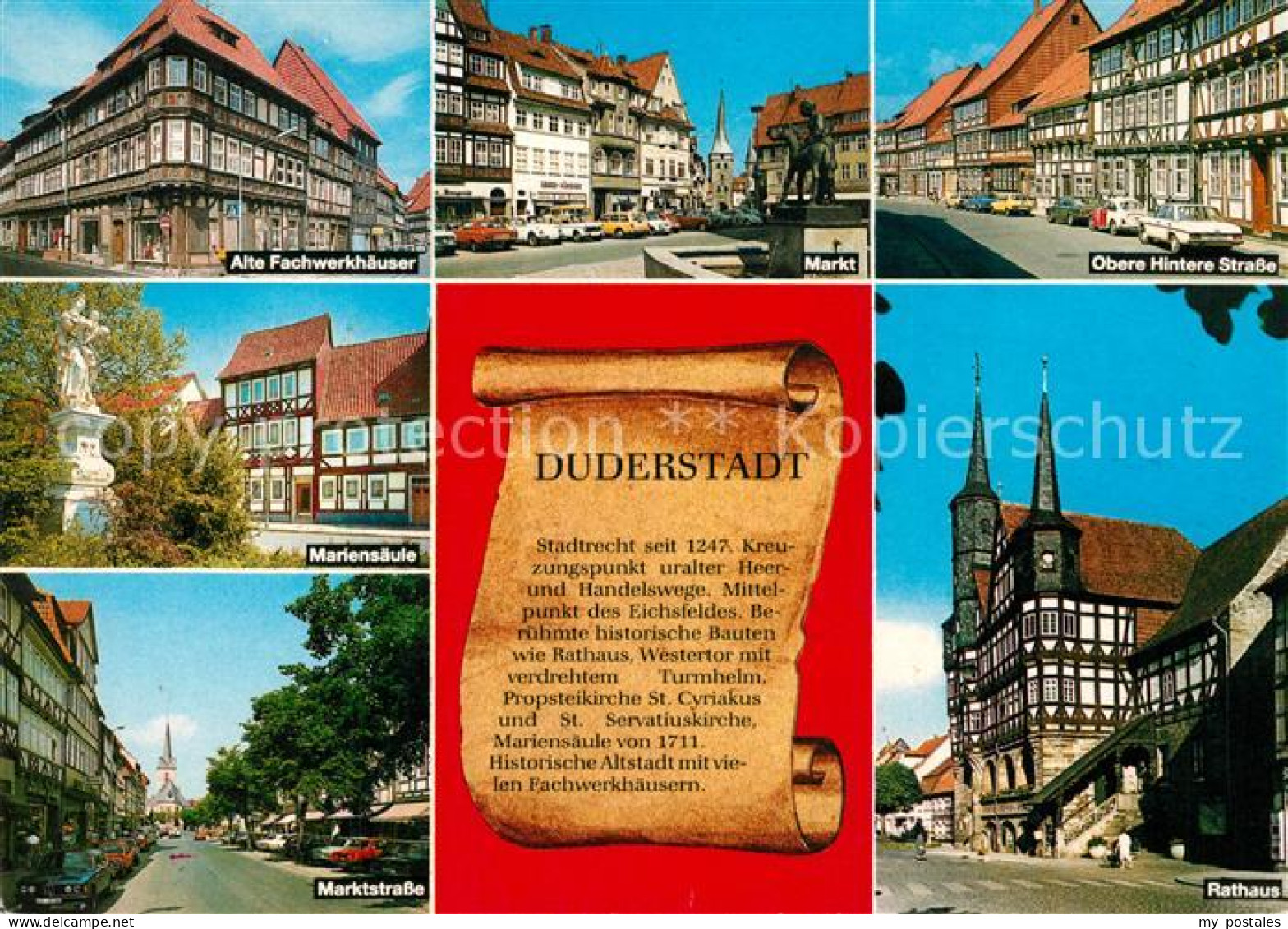 73214644 Duderstadt Fachwerkhaeuser Mariensaeule Marktstrasse Rathaus Hintere St - Duderstadt