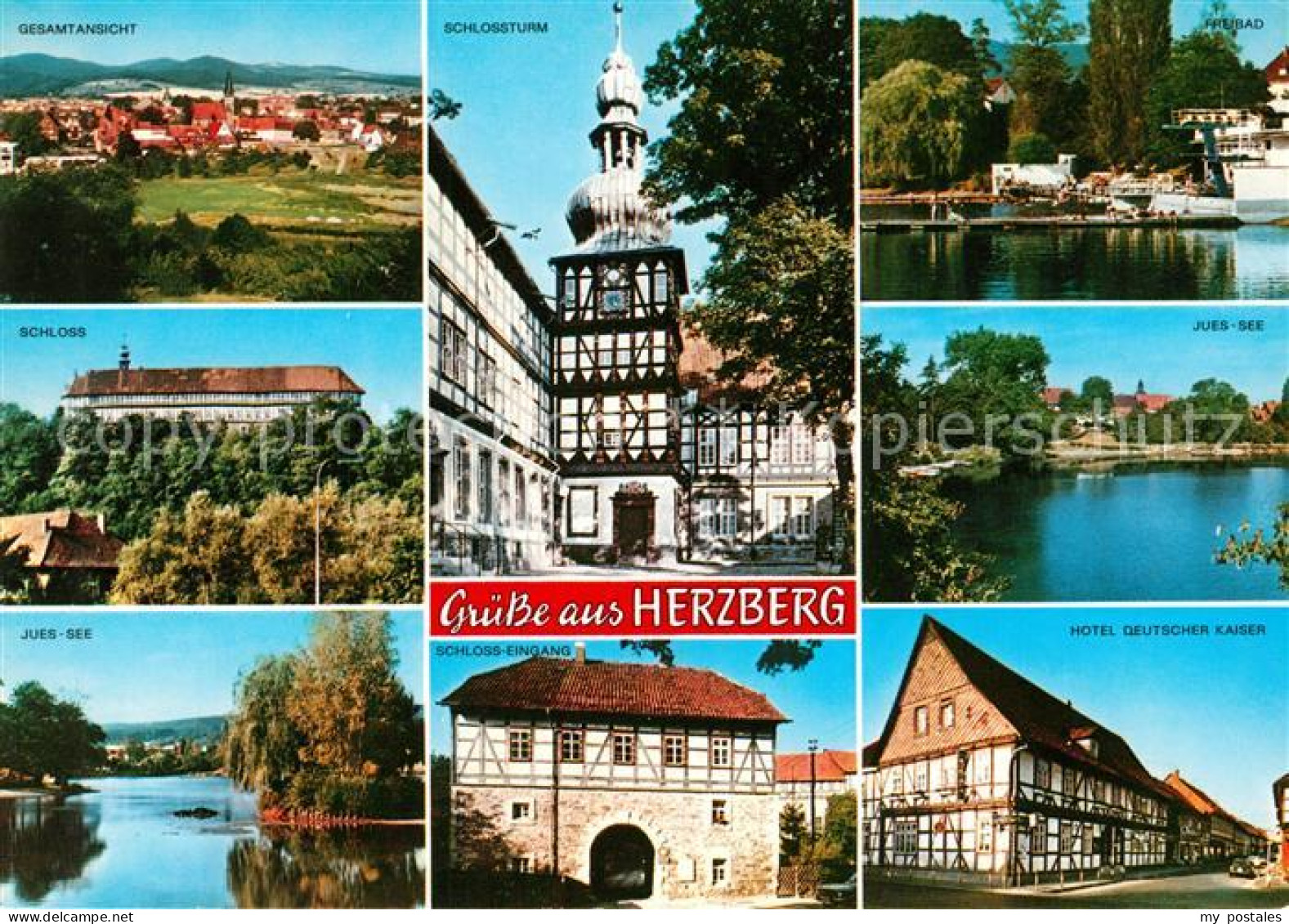 73214572 Herzberg Harz Gesamtansicht Schloss Juessee Schloss Turm Hotel Freibad  - Herzberg