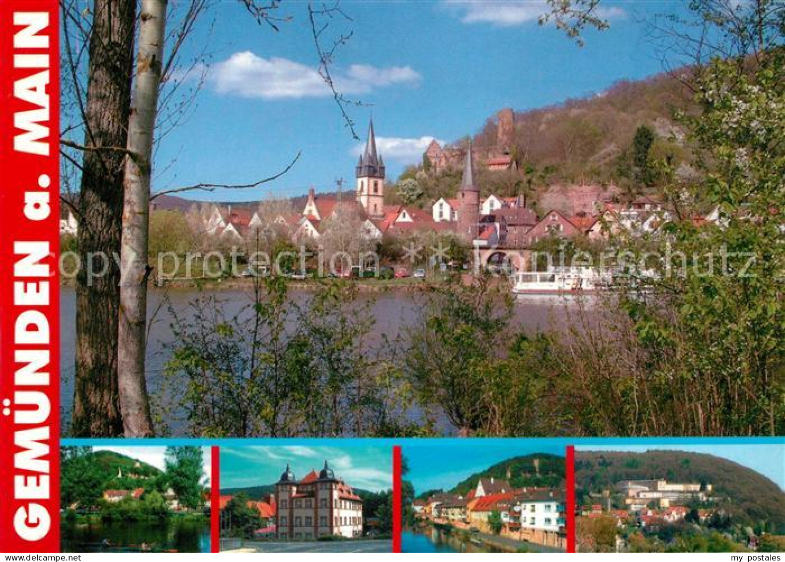 73213868 Gemuenden Main Ansicht Vom Mainufer Schloss Kloster Burgruine Gemuenden - Gemünden