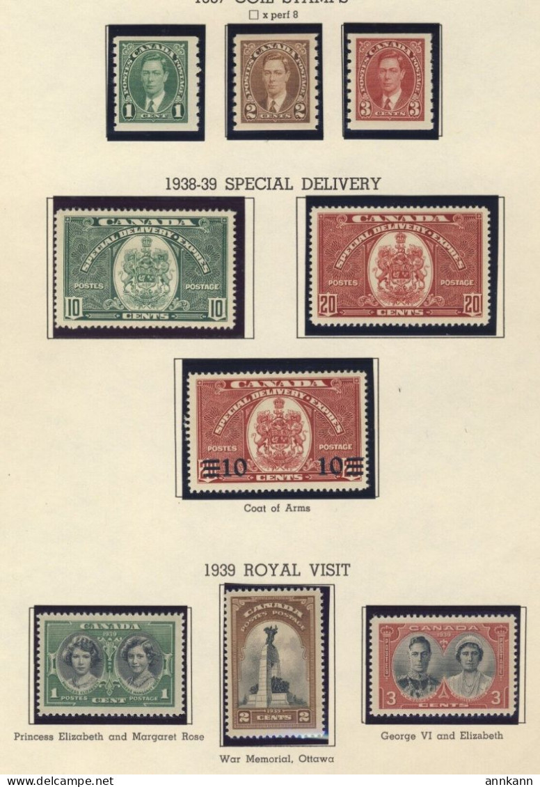 9x Canada Stamps; #238 To 240 #246 To 248 E7-E8-E9 MH VF Guide Value = $104.00 - Neufs
