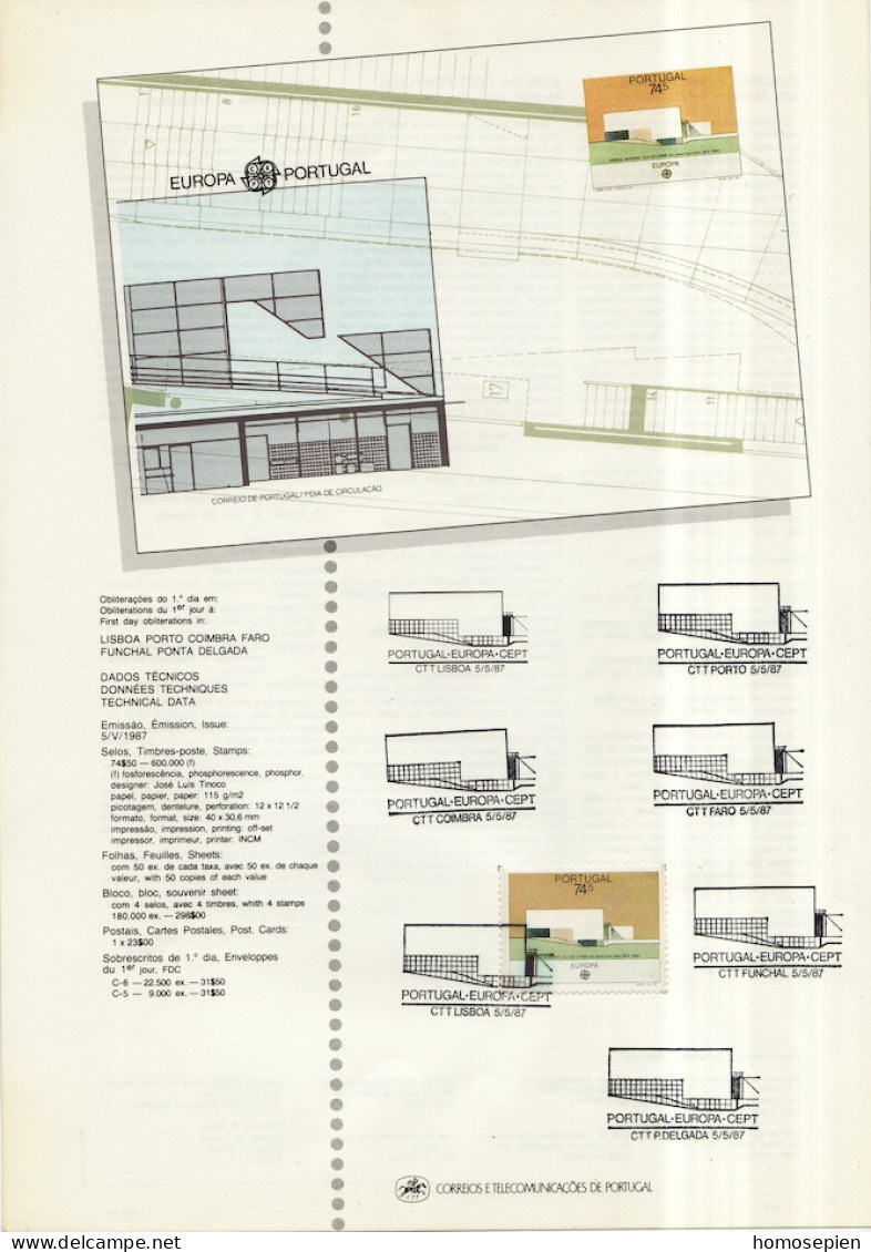 Portugal Document 1987 Y&T N°DP1699 - Michel N°PD1722 (o) - 74,50e EUROPA - Lettres & Documents