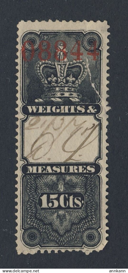 CANADA REVENUE STAMP - CROWN W & M Stamp: #FWM3-15c Used TEAR RIGHT SIDE - Steuermarken