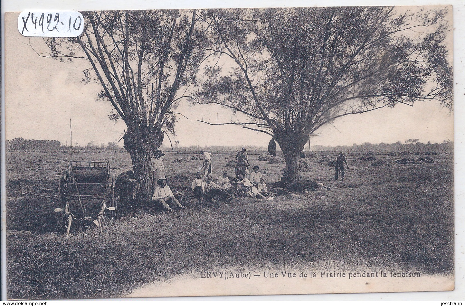 ERVY- UNE VUE DE LA PRAIRIE PENDANT LA FENAISON - Ervy-le-Chatel