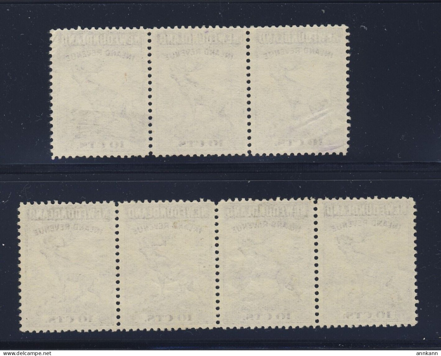 7x Newfoundland Revenue 25c Used Stamps; Strip Of 3 & A Strip Of 4 - Revenues