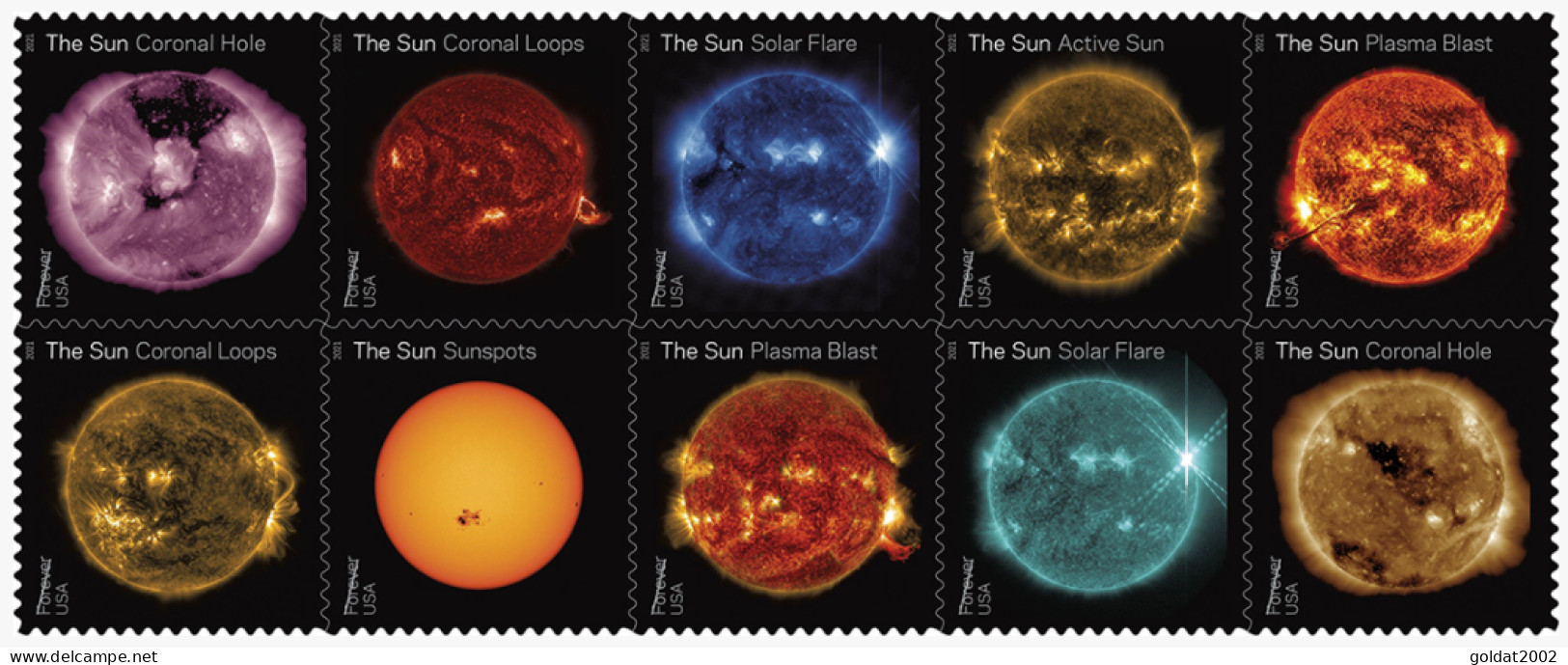 United States , USA , US 2021, Sun Science, Hologram, Block Of 10 Stamps, MNH. - Blocs-feuillets