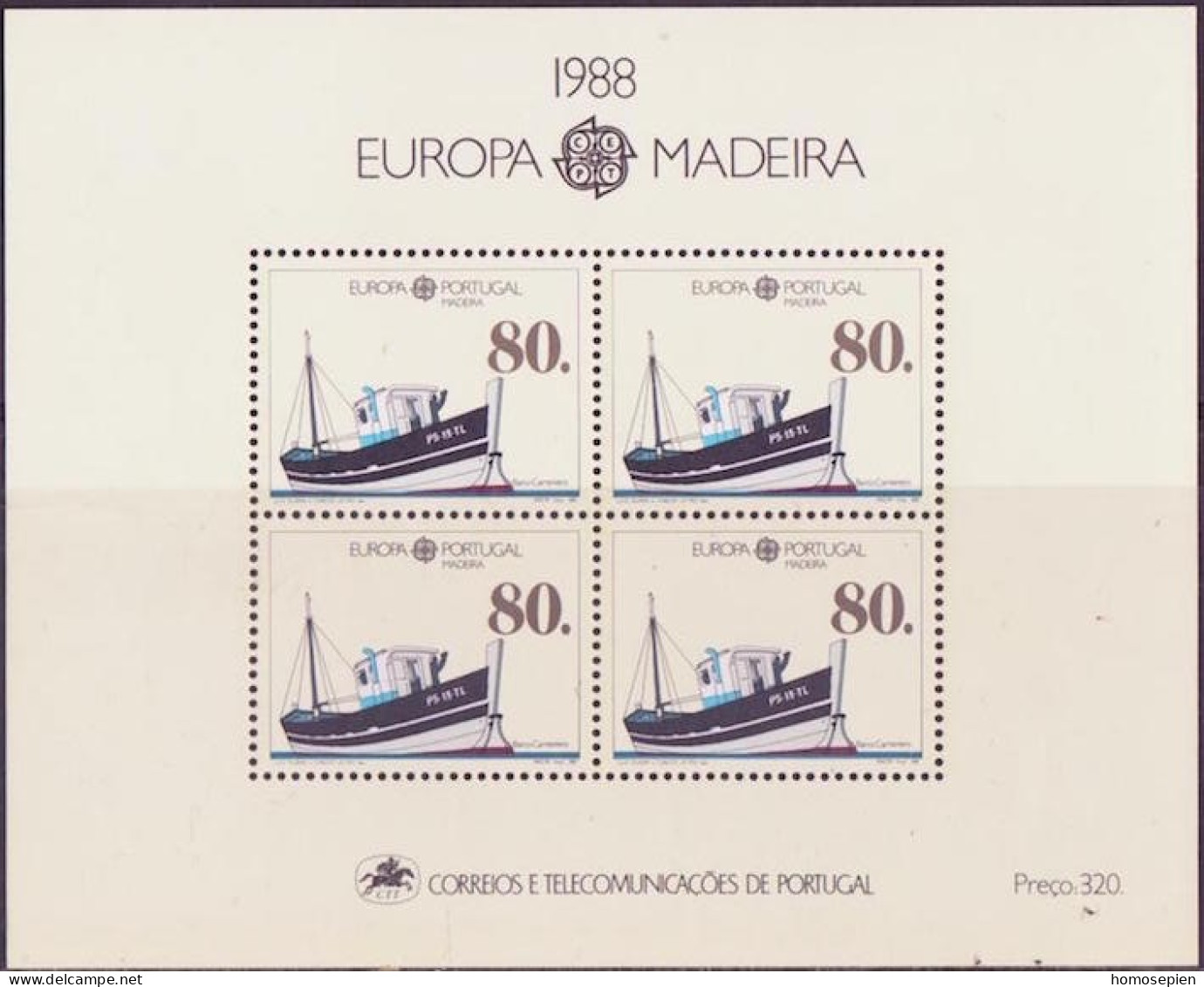 Europa CEPT 1988 Madère - Madeira - Portugal Y&T N°BF9 - Michel N°B9 *** - 80e EUROPA - 1988