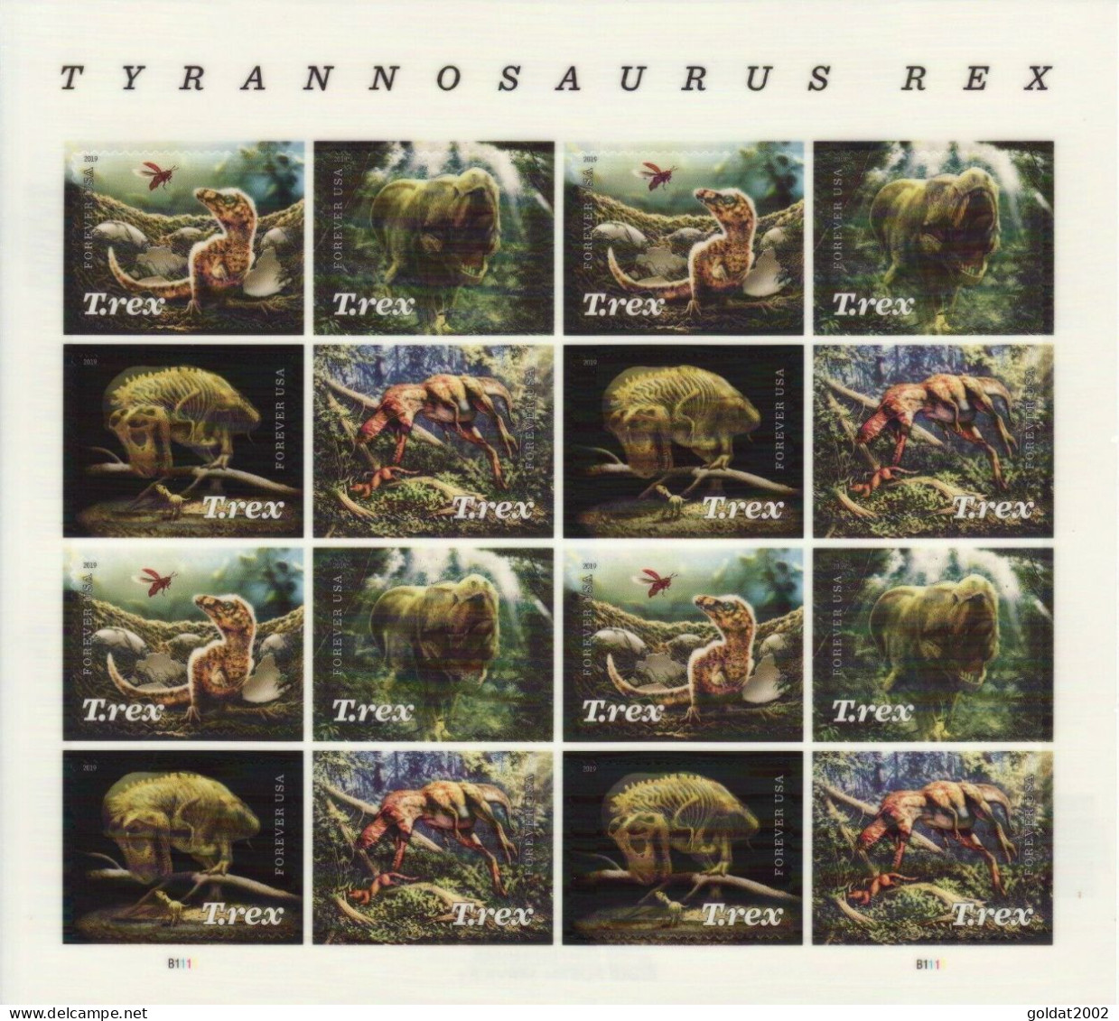 USA 2019 , Dinosaurs, Prehistoric , 3-D , Unusual . - Blocks & Sheetlets
