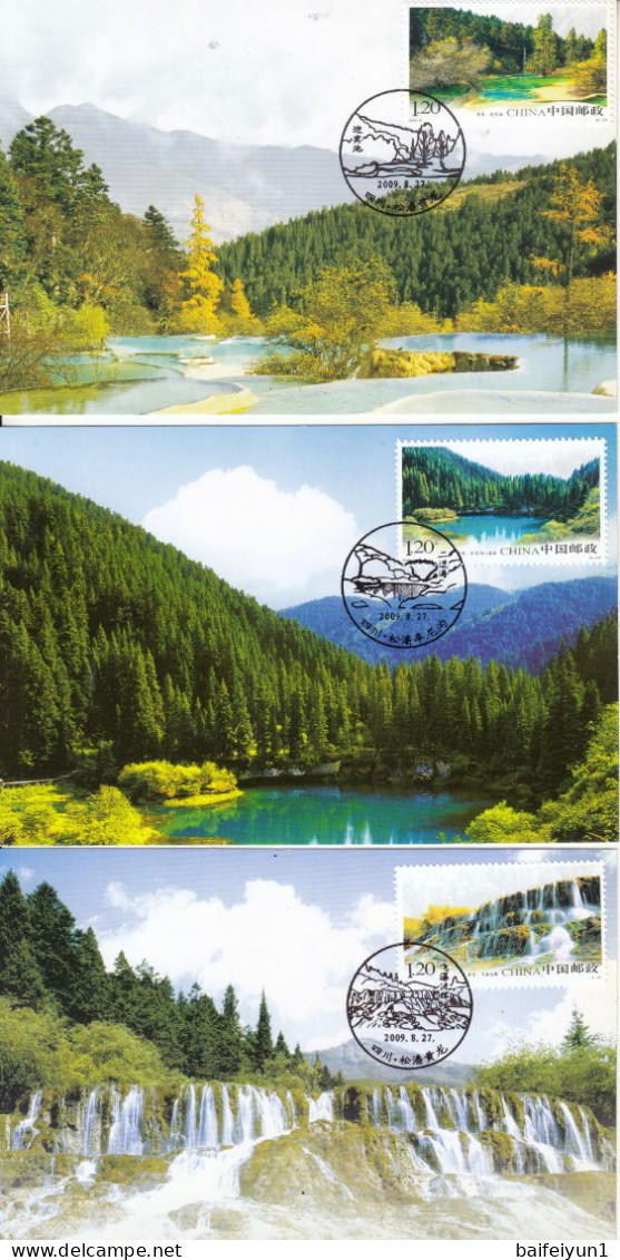 China 2009-18 Huanglong Heritage River Stamps Maxicards - Maximumkaarten
