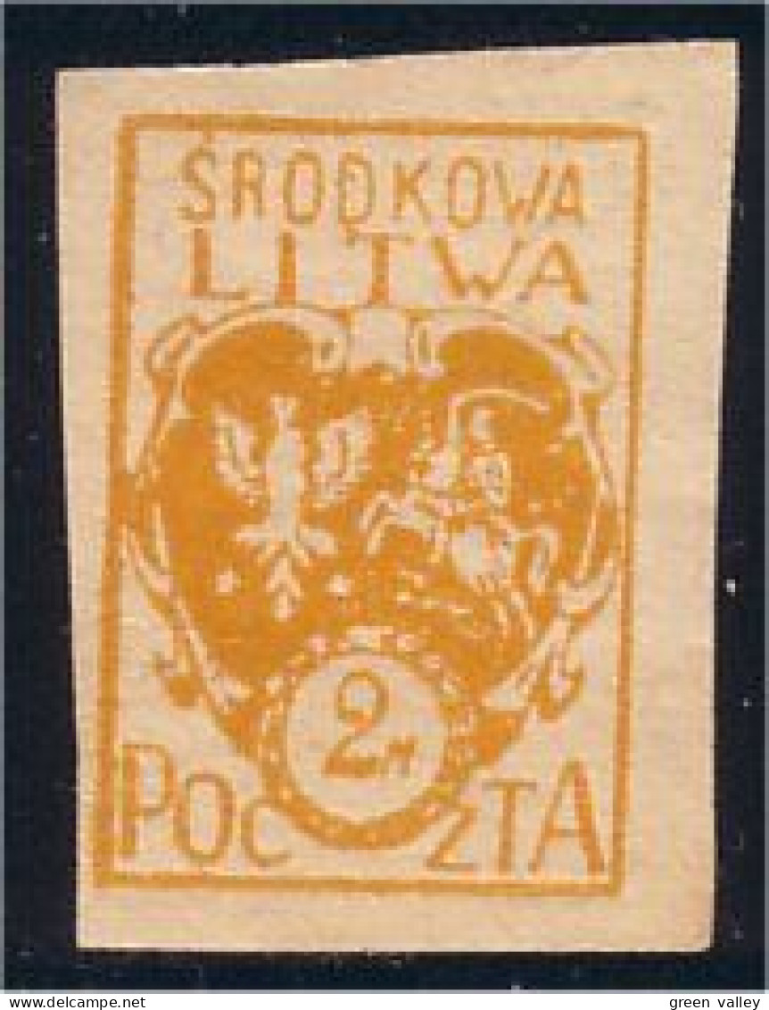 258 Central Lithuania 2m 1920 Armoiries Coat Of Arms MNH ** Neuf SC (CLI-21) - Briefmarken