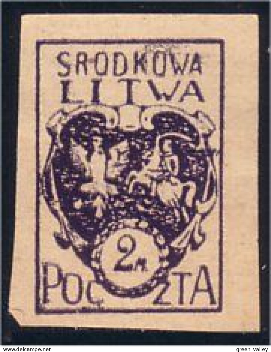 258 Central Lithuania 2m 1920 Armoiries Coat Of Arms MH * Neuf (CLI-17) - Briefmarken