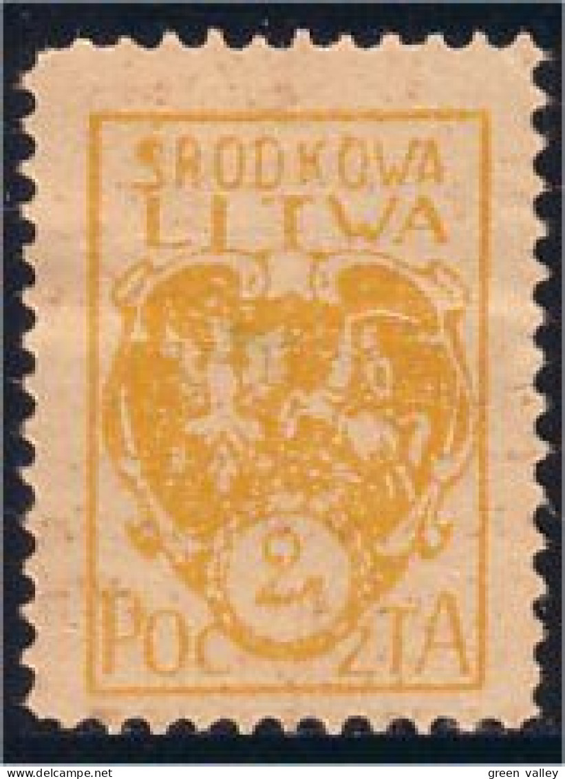 258 Central Lithuania 2m 1920 Armoiries Coat Of Arms MH * Neuf (CLI-18) - Briefmarken