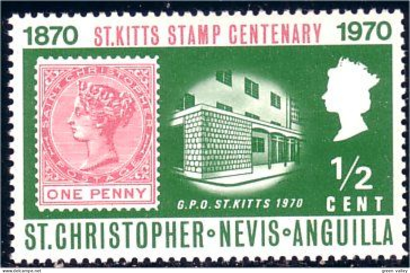 256 Christopher Nevis One Penny Victoria MNH ** Neuf SC (CHT-4b) - Timbres Sur Timbres