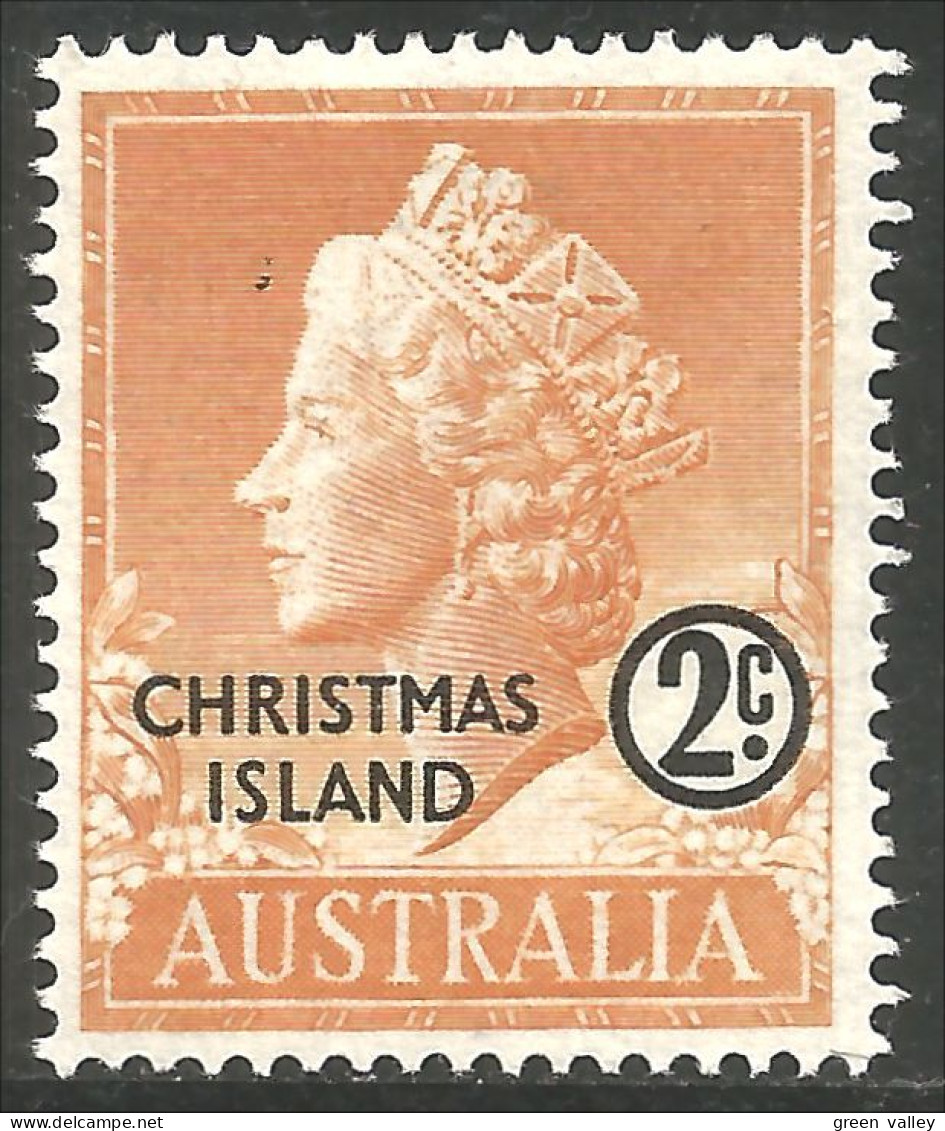 254 Christmas Islands 2c Orange Queen Elizabeth MH * Neuf (CHR-10) - Christmas Island