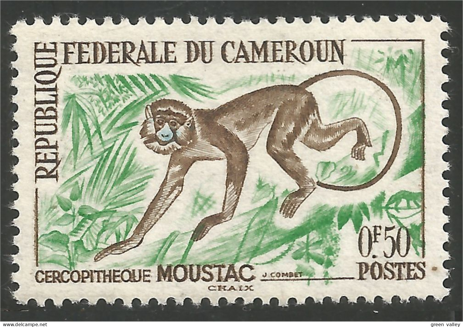 236 Cameroun Singe Moustac Monkey MH * Neuf (CAM-98) - Apen