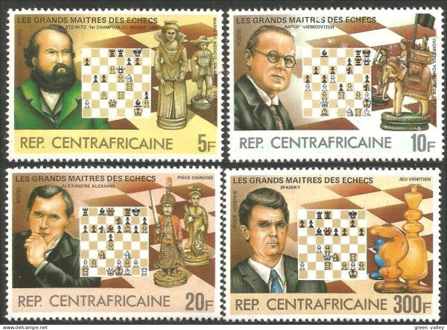 234 Centrafrique Maitres Echecs Chess Masters MNH ** Neuf SC (CAF-29) - Scacchi