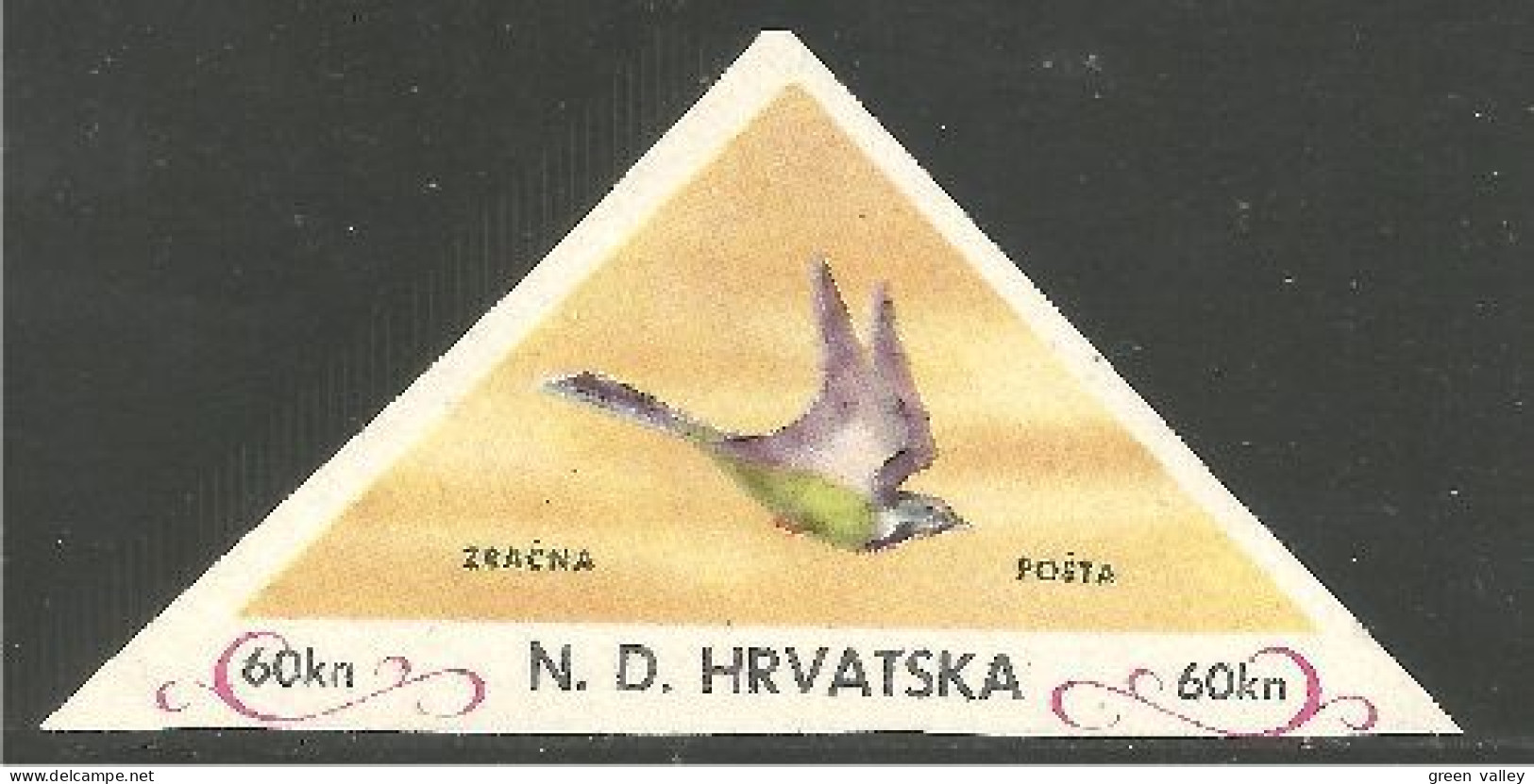 282 Croatia 60 Kuna Oiseau Bird Imperforate Non Dentelé MNH ** Neuf SC (CRO-22) - Croazia