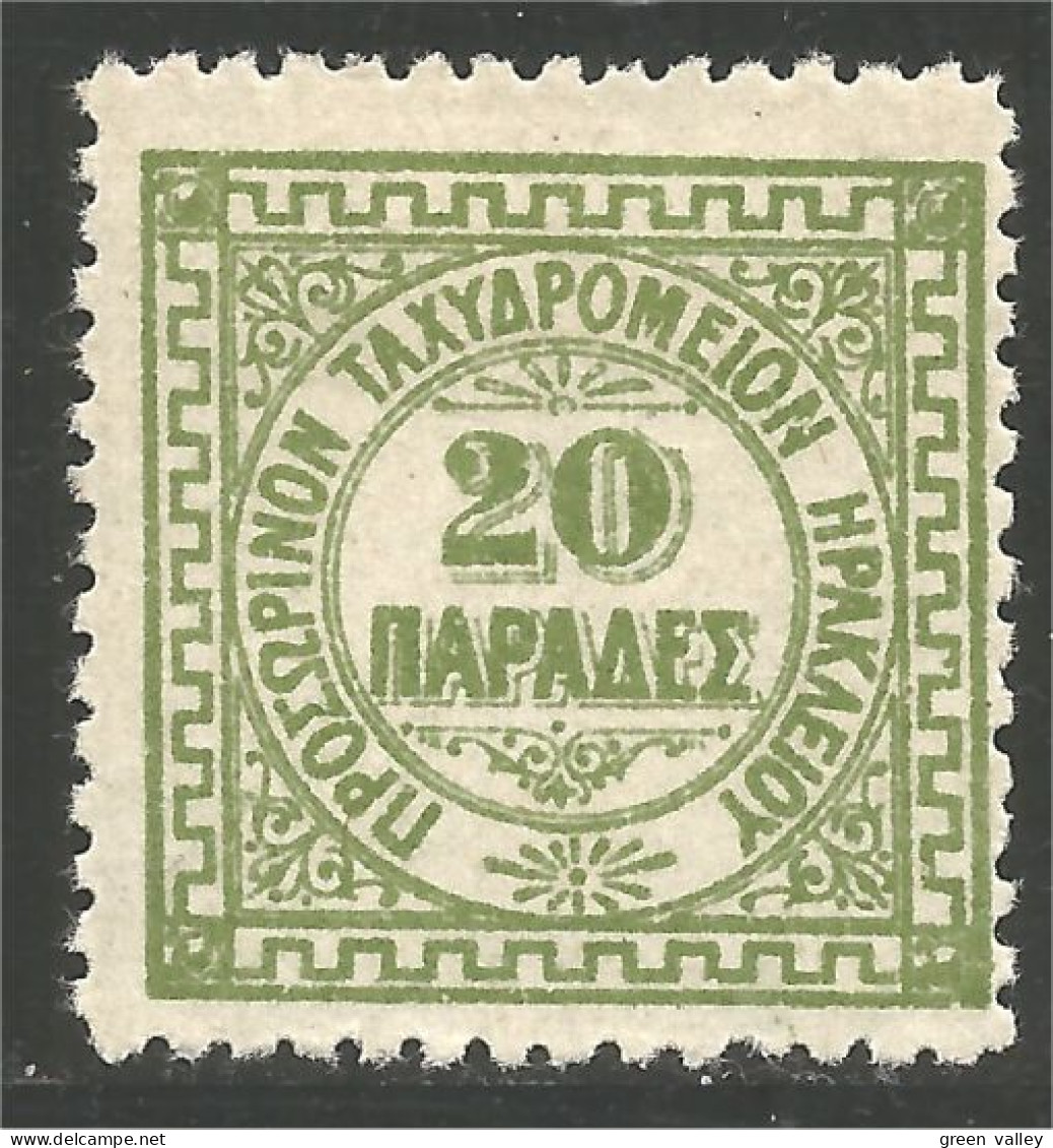 280 Crete 20pa Green Vert 1898 MH * Neuf (CRE-5) - Kreta