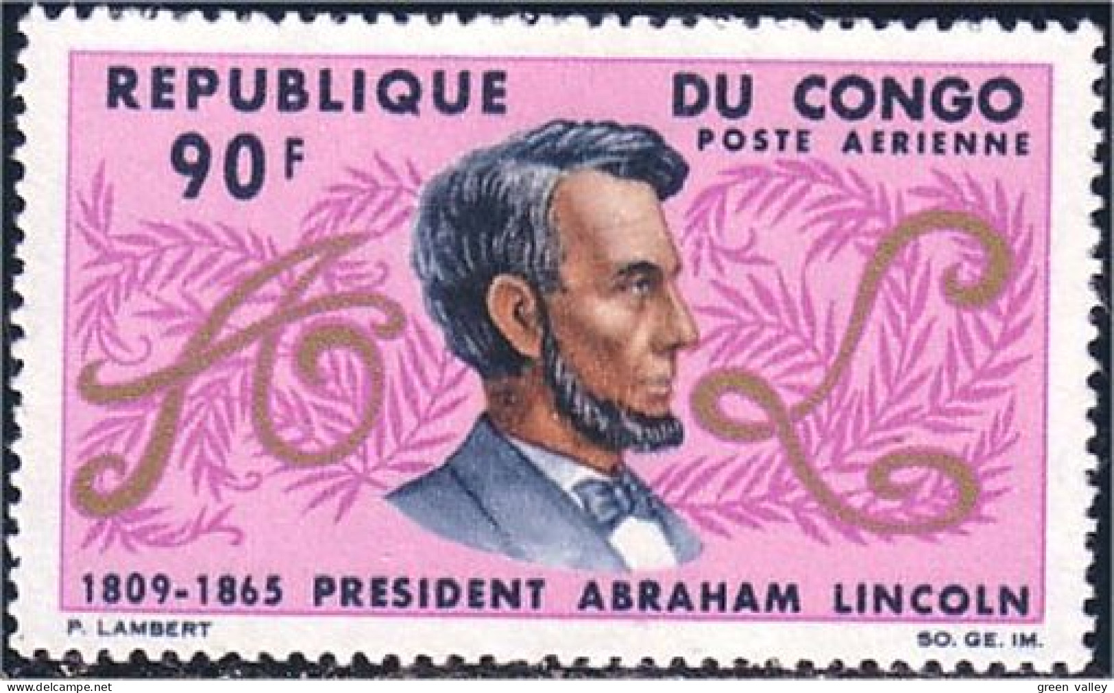 272 Congo Abraham Lincoln MNH ** Neuf SC (CGO-27) - Expositions Philatéliques