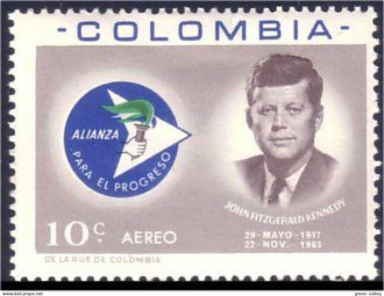 268 Colombie Kennedy MH * Neuf (COL-15) - Kennedy (John F.)