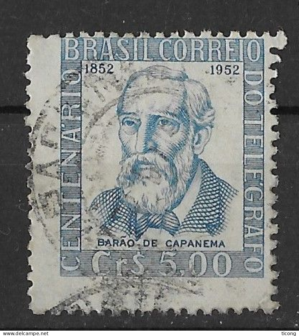 BRESIL BARON CAPANEMA INGENIEUR ET PHYSICIEN, TIMBRE DE 1952 EN OBLITERATION RONDE, CADRE DECALE, VOIR LE SCANNER - Used Stamps