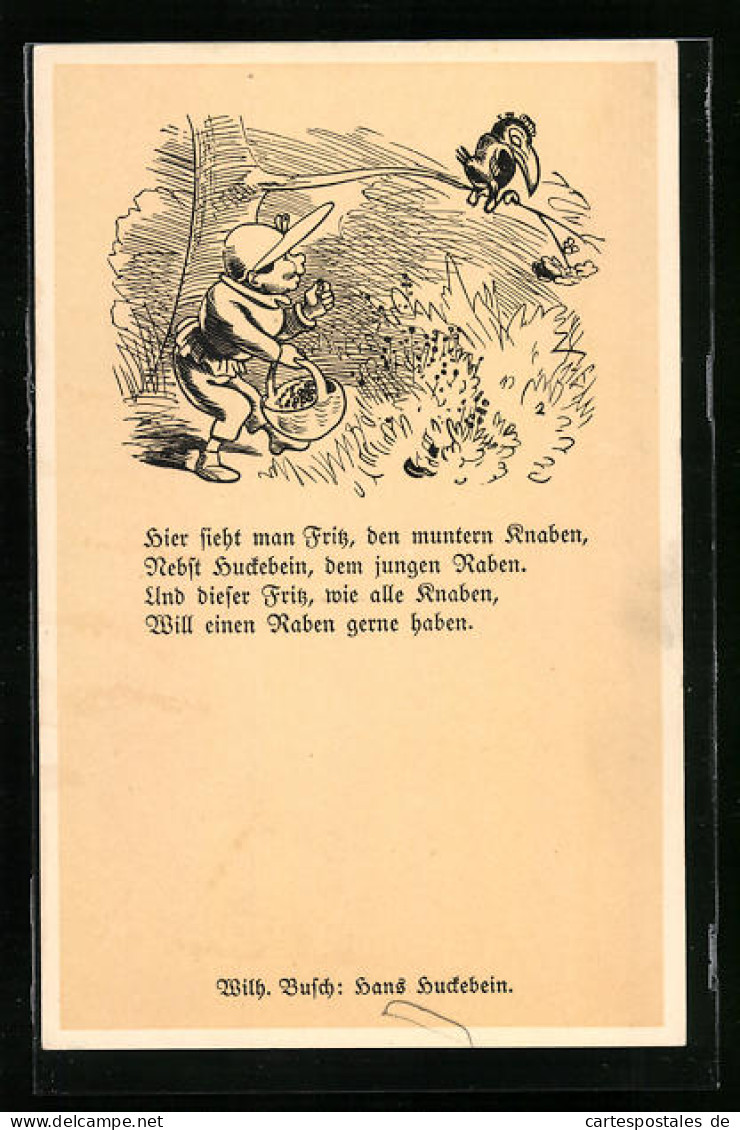 Künstler-AK Wilhelm Busch: Hier Sieht Man Fritz...., Hans Buckebein  - Busch, Wilhelm