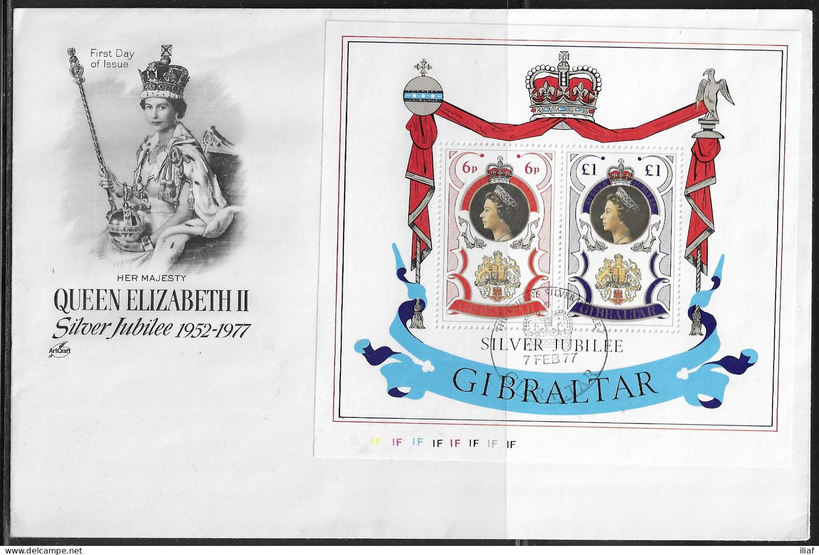 Gibraltar FDC Sc. C339a. Souvenir Sheet.  25th Anniversary Of The Reign Of Queen Elizabeth II.    FDC Cancellation - Gibilterra