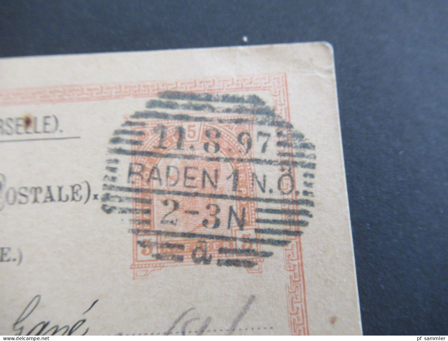 1897 Österreich GA 5 Kreuzer UPU Weltpost Verein Mit Strichstempel Baden 1 N.Ö. Nach Woehrishofen Bayern - Postkarten